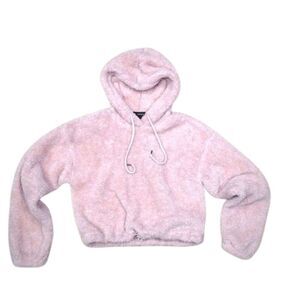Forever 21 Cropped Fluffy Pink Sweater Size Medium Cozy Soft Pullover